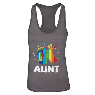 LGBT Pride Lesbian Gay Proud Aunt Unicorn-T-Shirt & Tank Top-Women's Ideal Racerback Tank-Dark Grey