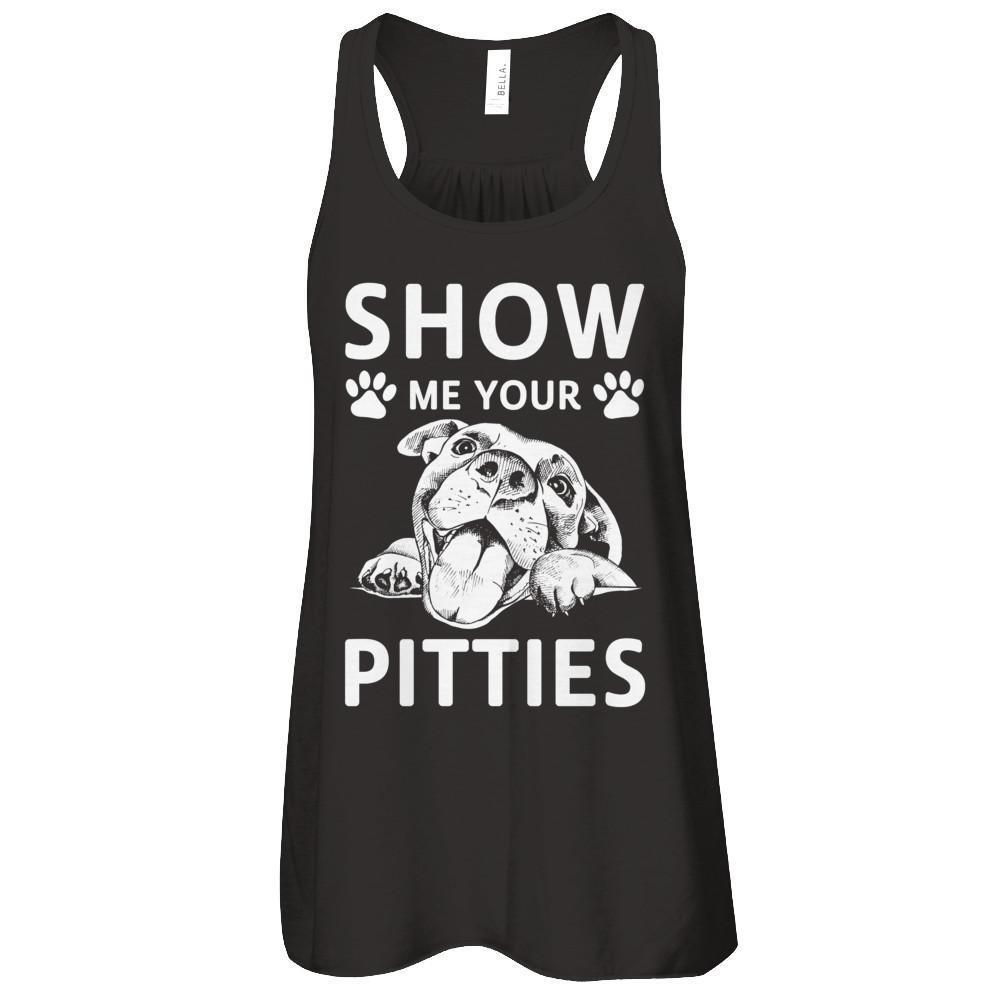 Show Me Your Pitties Pitbull Lover Gift Dog-T-Shirt & Tank Top-Women's Flowy Racerback Tank-Black