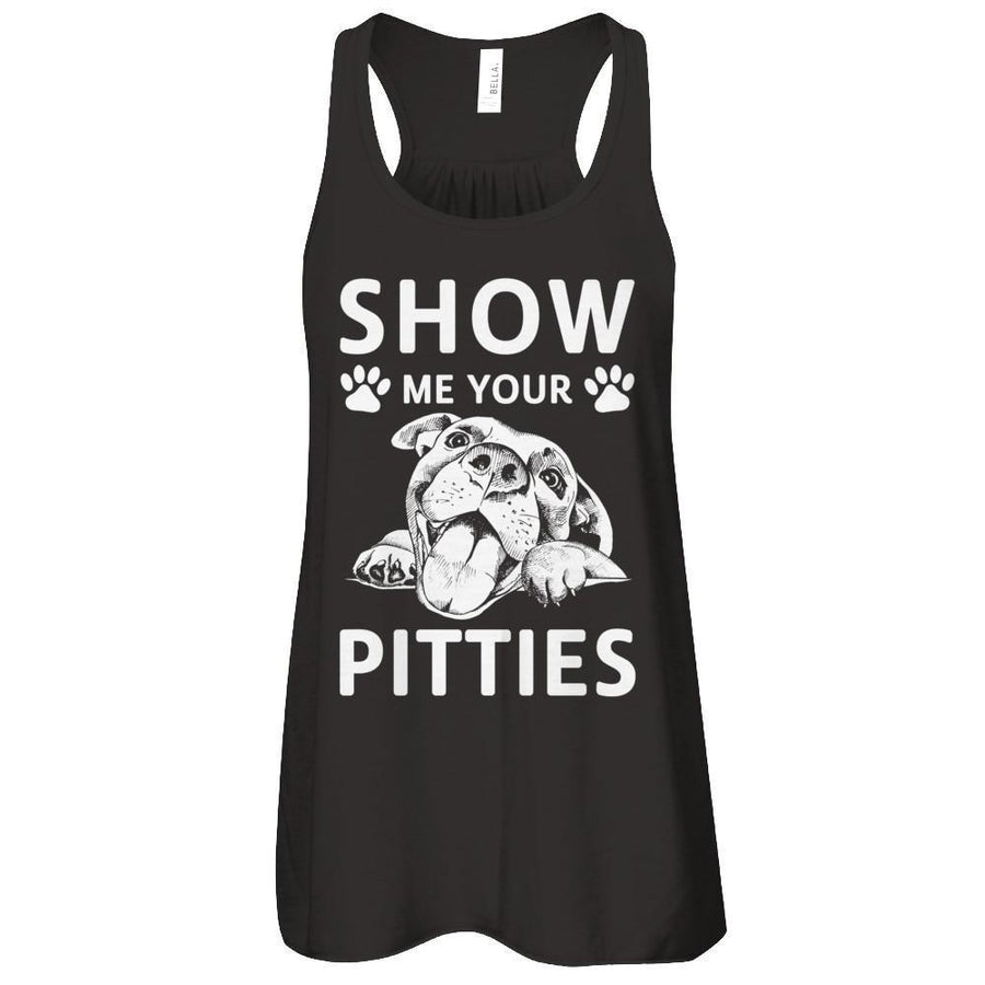 Show Me Your Pitties Pitbull Lover Gift Dog-T-Shirt & Tank Top-Women's Flowy Racerback Tank-Black