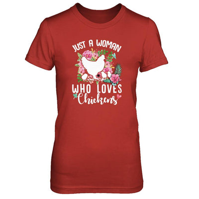 Just A Woman Who Loves Chickens-T-Shirt & Tank Top-Women's T-Shirt-Red