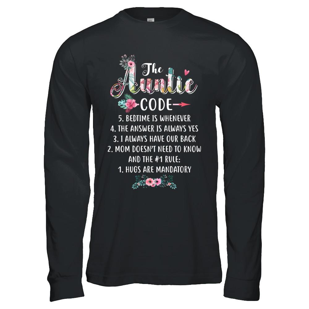 Funny The Auntie Code-T-Shirt & Hoodie-Long Sleeve T-Shirt-Black