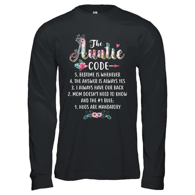 Funny The Auntie Code-T-Shirt & Hoodie-Long Sleeve T-Shirt-Black