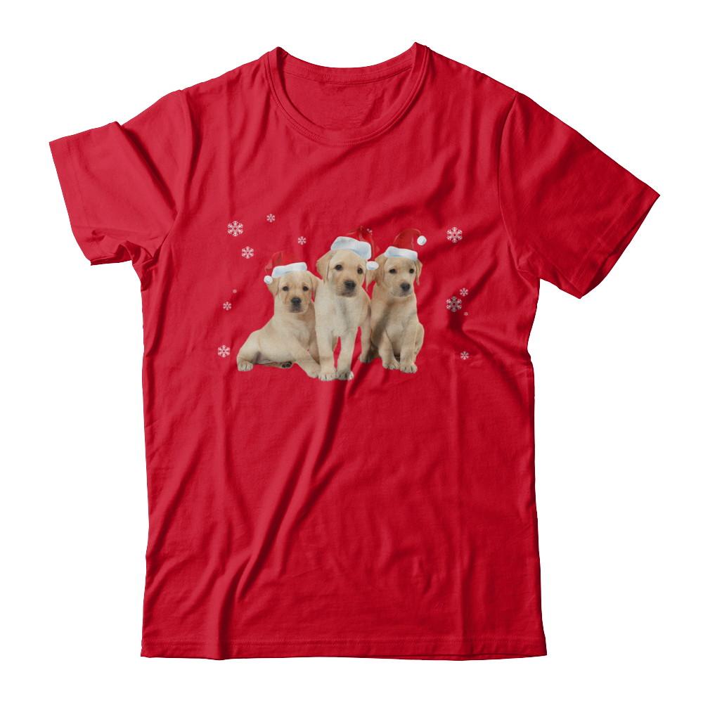 Funny Yellow Labrador Puppies Christmas Dog Gift-T-Shirt & Hoodie-Premium T-Shirt-Red