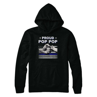 Proud Pop Pop Police Thin Blue Line Flag Fathers Day-T-Shirt & Hoodie-Pullover Hoodie-Black