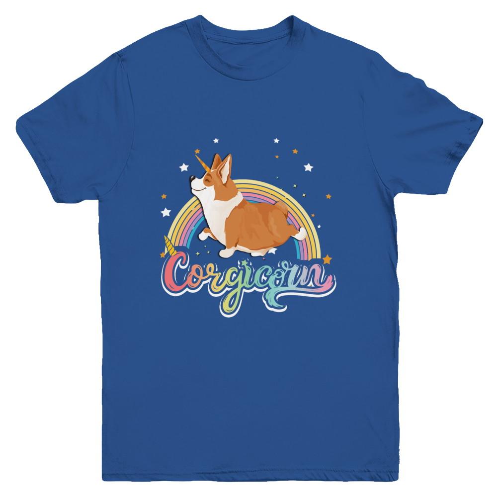 Corgicorn Corgi Unicorn Kids Space Galaxy Rainbow Youth-Youth Shirt-Youth T-Shirt-Royal