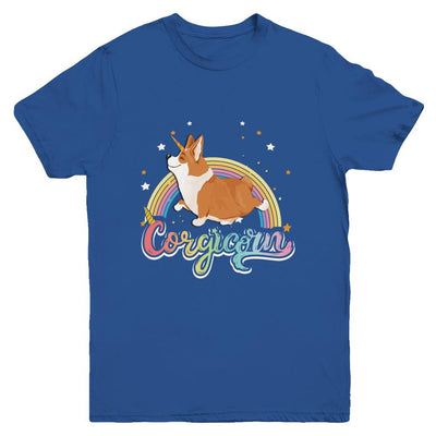 Corgicorn Corgi Unicorn Kids Space Galaxy Rainbow Youth-Youth Shirt-Youth T-Shirt-Royal