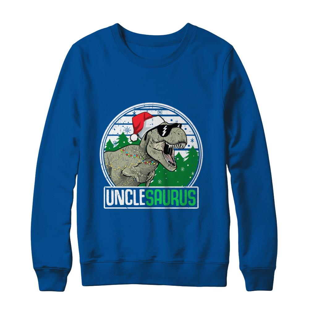 Unclesaurus Uncle Dinosaur T-Rex Family Christmas-T-Shirt & Sweatshirt-Crewneck Sweatshirt-Deep Royal