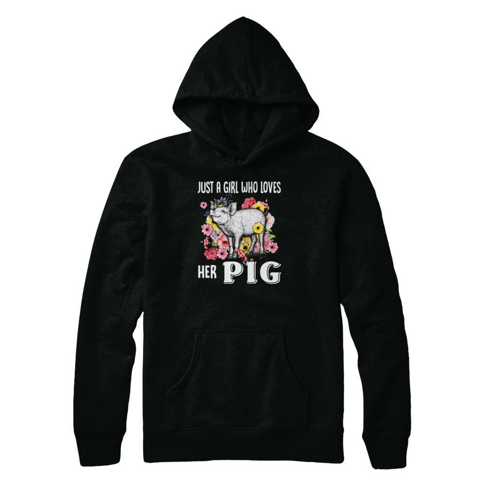 Just A Girl Who Loves Her Pig-T-Shirt & Tank Top-Pullover Hoodie-Black