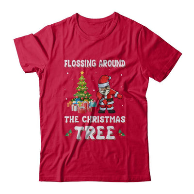 Santa Claus Flossing Around The Christmas Tree-T-Shirt & Hoodie-Classic T-Shirt-Red