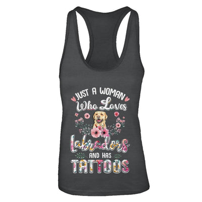 Just A Woman Who Loves Labradors And Has Tattoos-T-Shirt & Tank Top-Women's Ideal Racerback Tank-Black