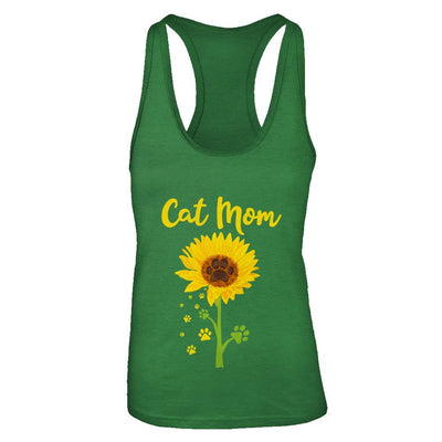 Funny Sunflower Cat Mom Paw Lover Mothers Day-T-Shirt & Tank Top-Women's Ideal Racerback Tank-Kelly Green