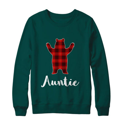 Red Auntie Bear Buffalo Plaid Family Christmas Pajamas-T-Shirt & Sweatshirt-Crewneck Sweatshirt-Deep Forest