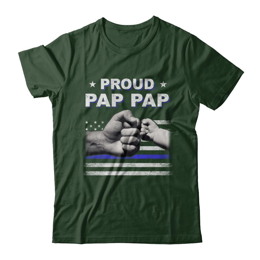 Proud Pap Pap Police Thin Blue Line Flag Fathers Day-T-Shirt & Hoodie-Classic T-Shirt-Forest Green
