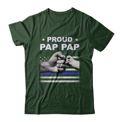 Proud Pap Pap Police Thin Blue Line Flag Fathers Day-T-Shirt & Hoodie-Classic T-Shirt-Forest Green
