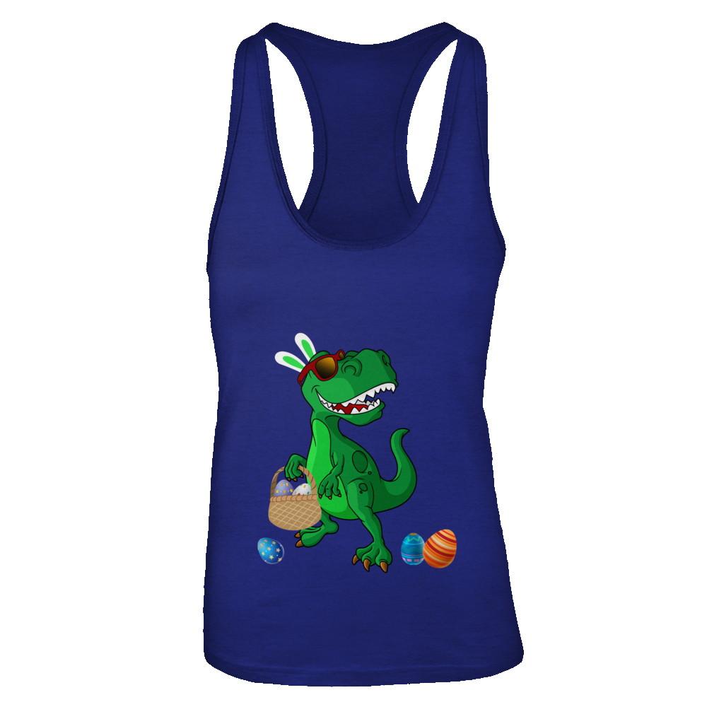 Funny Dabbing Cool Easter Bunny Dinosaur-T-Shirt & Tank Top-Women's Ideal Racerback Tank-Royal