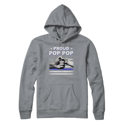 Proud Pop Pop Police Thin Blue Line Flag Fathers Day-T-Shirt & Hoodie-Pullover Hoodie-Light Steel