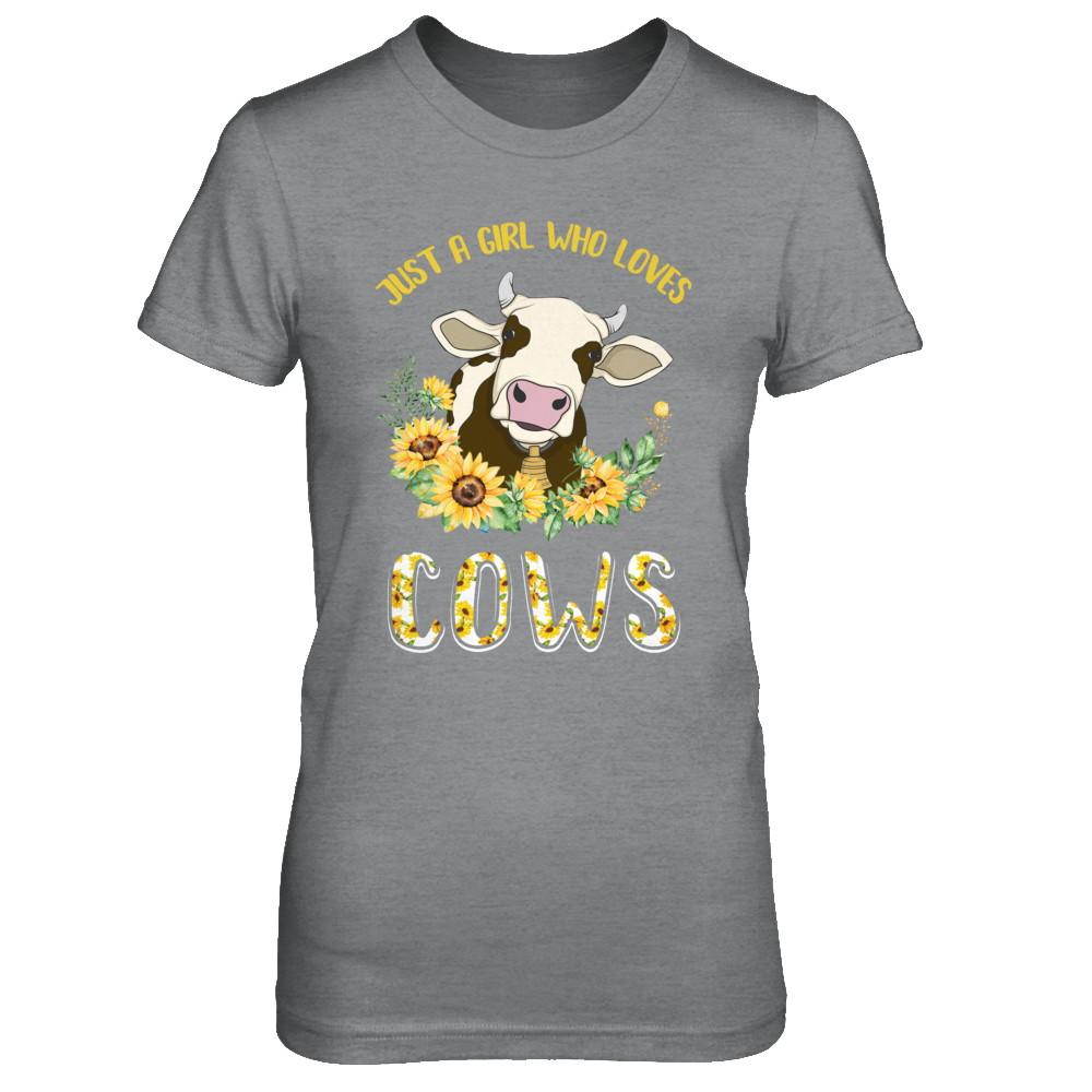 Just A Girl Who Loves Cows And Sunflowers-T-Shirt & Hoodie-Women's T-Shirt-Sport Grey