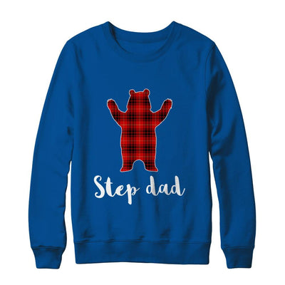 Red Step Dad Bear Buffalo Plaid Family Christmas Pajamas-T-Shirt & Sweatshirt-Crewneck Sweatshirt-Deep Royal