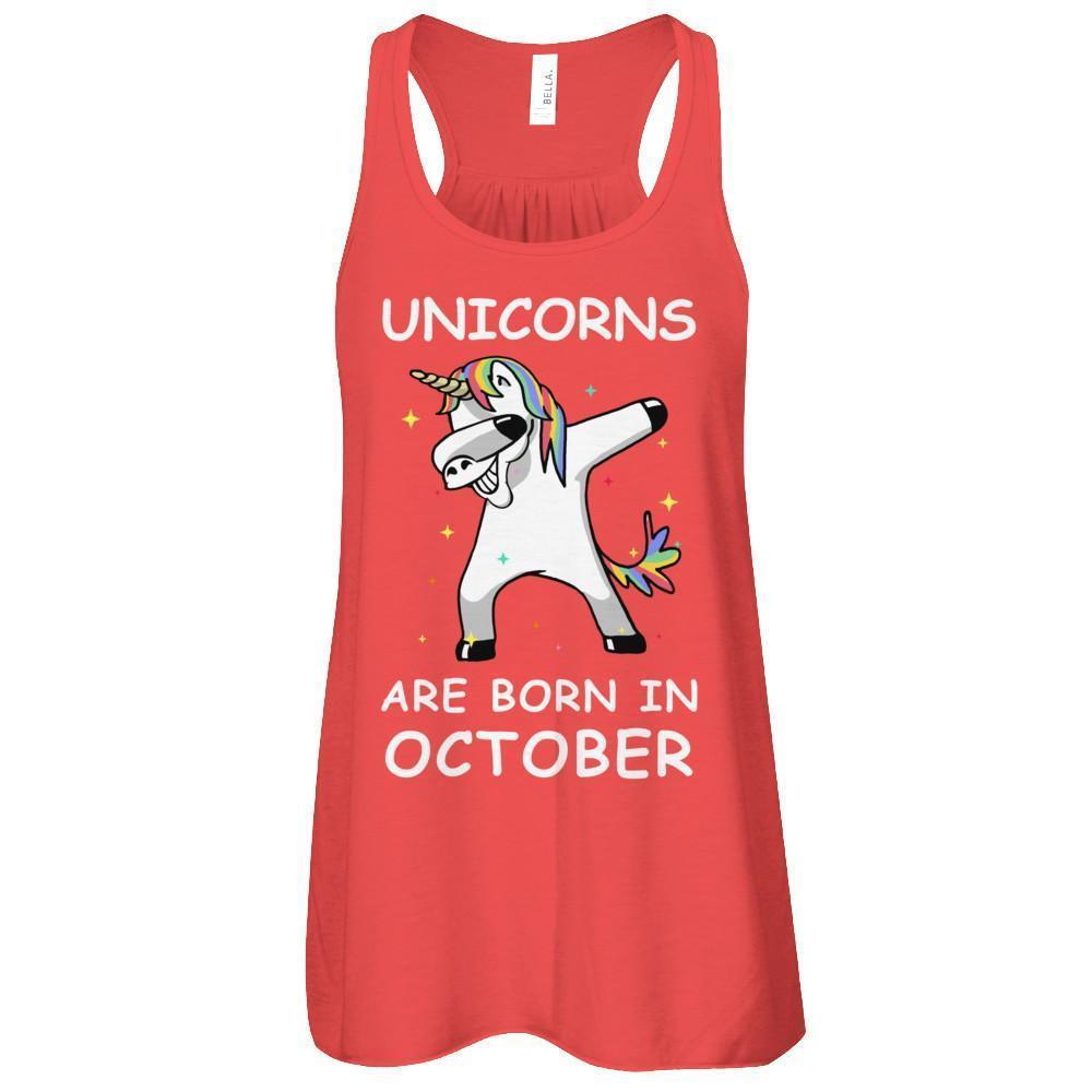 Unicorns Are Born In October Cute Dabbing-T-Shirt & Tank Top-Women's Flowy Racerback Tank-Red