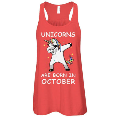 Unicorns Are Born In October Cute Dabbing-T-Shirt & Tank Top-Women's Flowy Racerback Tank-Red