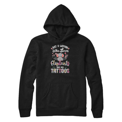 Just A Woman Who Loves Elephants And Has Tattoos-T-Shirt & Tank Top-Pullover Hoodie-Black