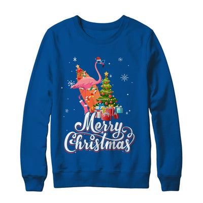 Flamingo Christmas Gift Merry Christmas Flamingo-T-Shirt & Sweatshirt-Crewneck Sweatshirt-Deep Royal