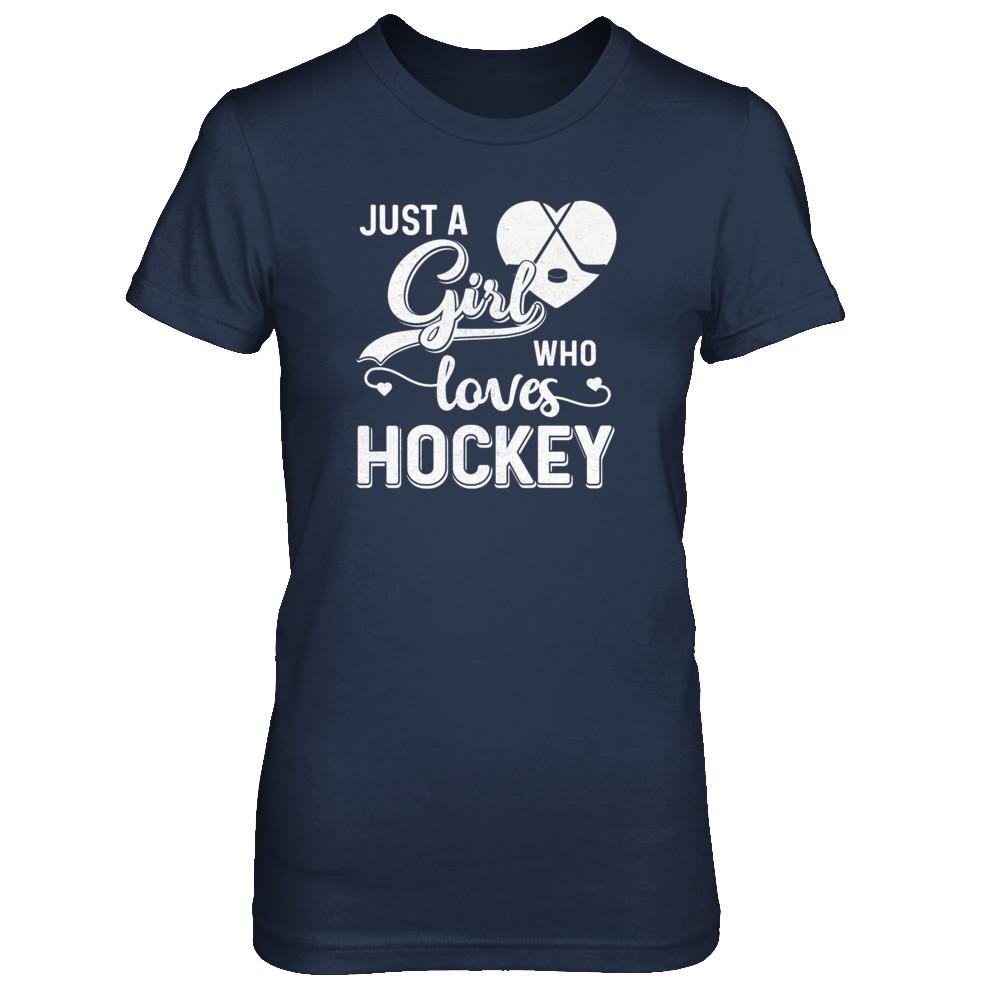 Just A Girl Who Loves Hockey-T-Shirt & Tank Top-Women's T-Shirt-Navy