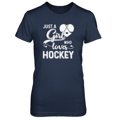 Just A Girl Who Loves Hockey-T-Shirt & Tank Top-Women's T-Shirt-Navy