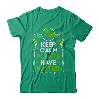 Keep Calm Plants Have Protein Vegan Vegetarian-T-Shirt & Hoodie-
