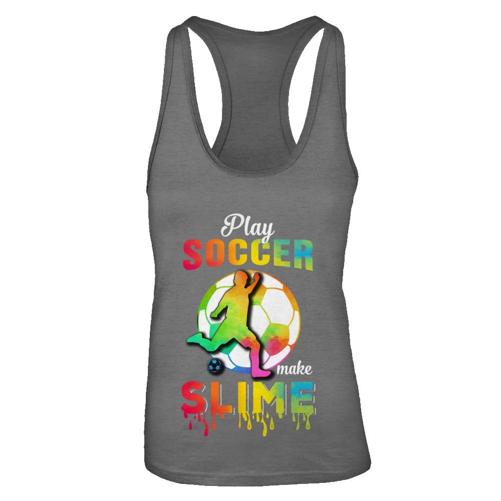 Play Soccer Make Slime Watercolor For Girl Women-T-Shirt & Tank Top-Women's Ideal Racerback Tank-Dark Grey