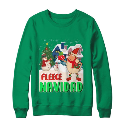 Fleece Navidad Sheep Lamb Christmas Gifts Spanish-T-Shirt & Sweatshirt-Crewneck Sweatshirt-Irish Green