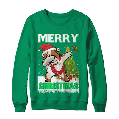 Cute Bulldog Claus Merry Christmas Ugly Sweater-T-Shirt & Sweatshirt-Crewneck Sweatshirt-Irish Green
