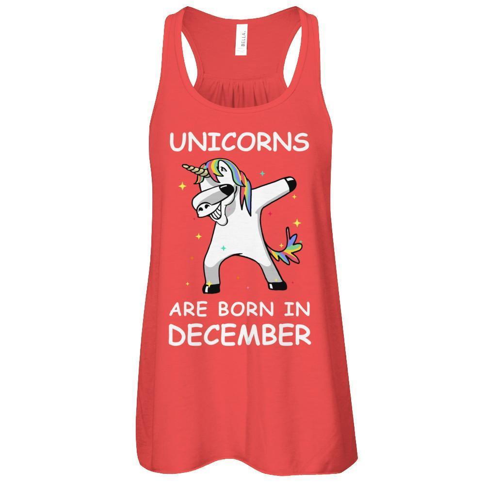 Unicorns Are Born In December Cute Dabbing-T-Shirt & Tank Top-Women's Flowy Racerback Tank-Red