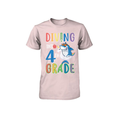 Diving Into 4th Grade Back To School Shark Youth-Youth Shirt-Toddler T-Shirt-Pink