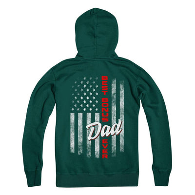 Best Bonus Dad Ever American Flag 4Th Of July Fathers Day-T-Shirt & Hoodie-Pullover Hoodie-Deep Forest