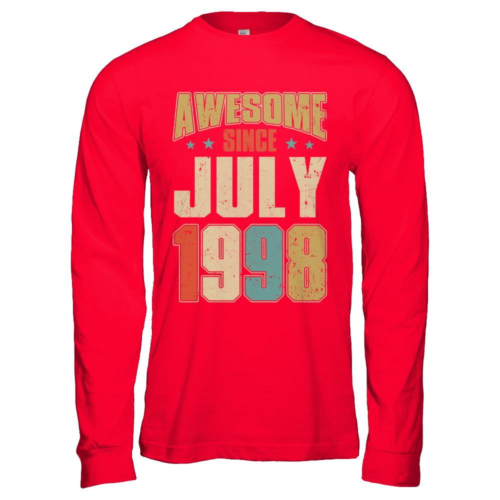 Vintage Retro Awesome Since July 1998 23th Birthday-T-Shirt & Hoodie-Long Sleeve T-Shirt-Red