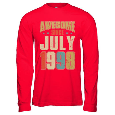Vintage Retro Awesome Since July 1998 23th Birthday-T-Shirt & Hoodie-Long Sleeve T-Shirt-Red