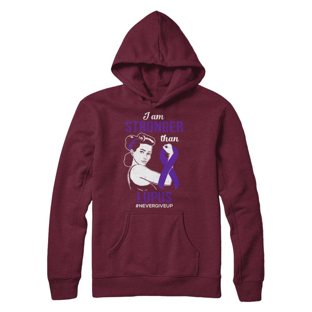 I Am Stronger Than Lupus Awareness Support-T-Shirt & Hoodie-Pullover Hoodie-Maroon