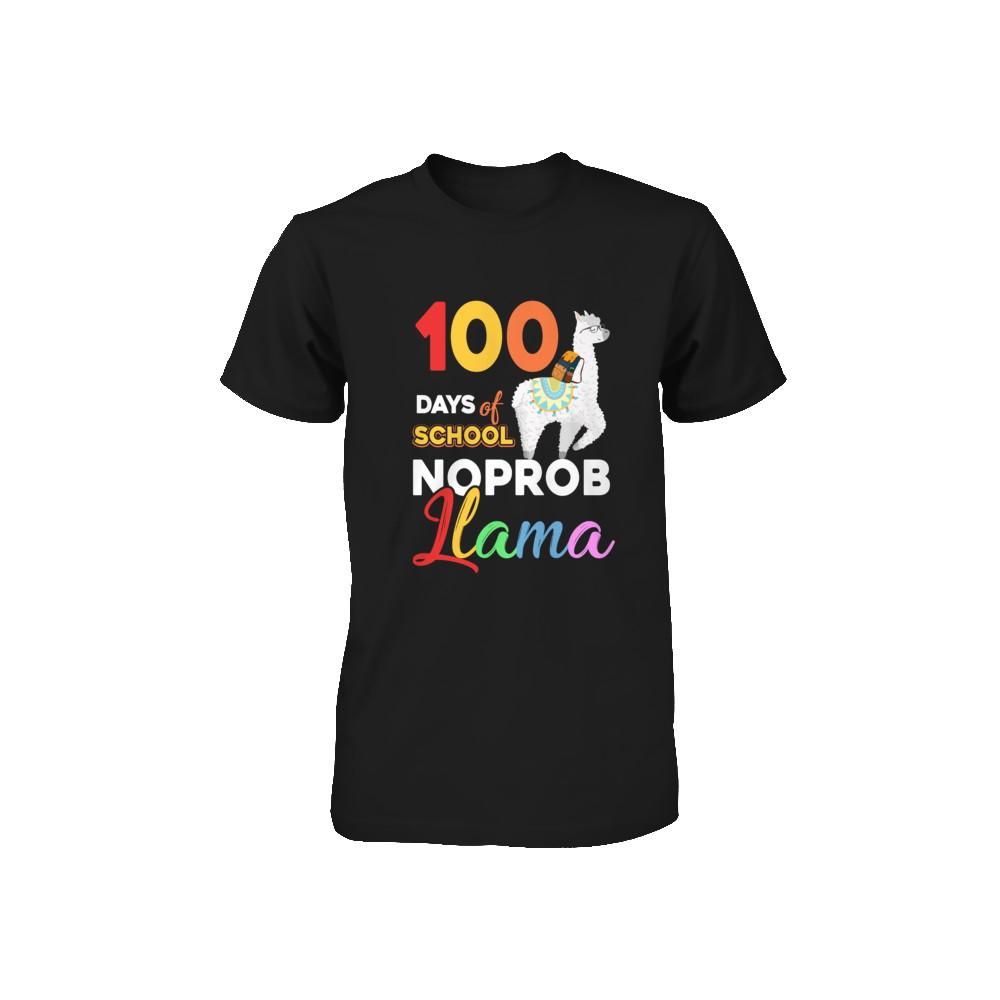 100 Days Of School Shirt Cute No Probllama Llama Youth-Youth Shirt-Toddler T-Shirt-Black