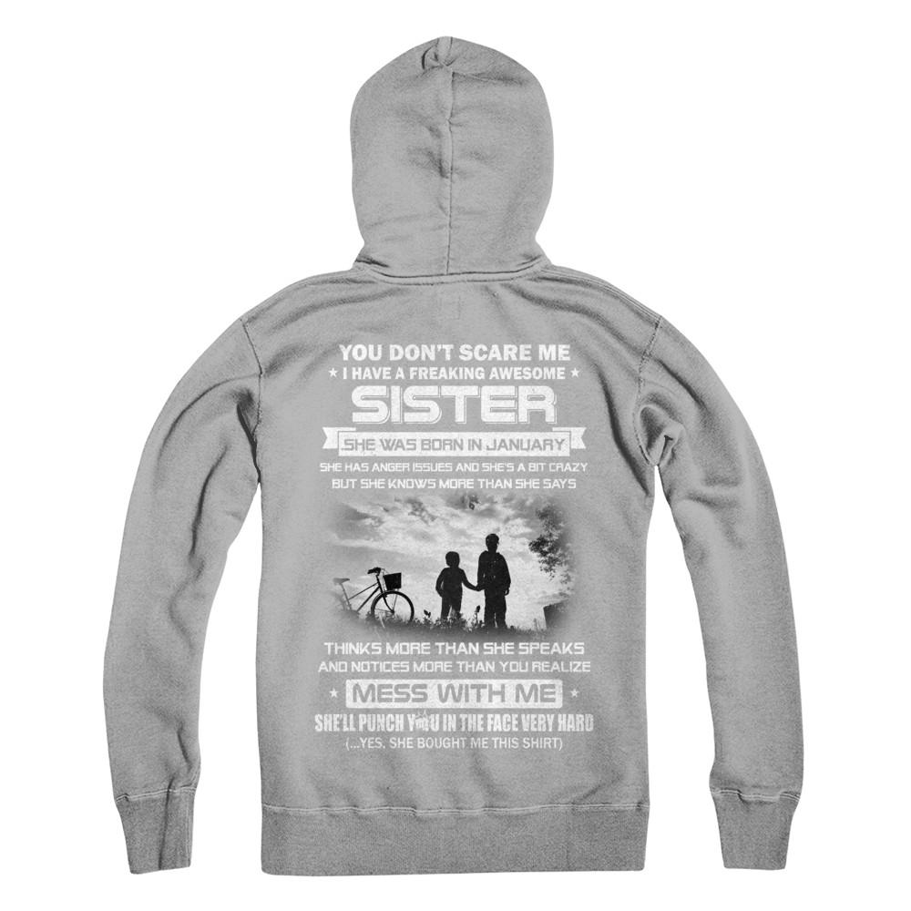 Freaking Awesome Sister She Was Born In January Brother-T-Shirt & Hoodie-Pullover Hoodie-Light Steel
