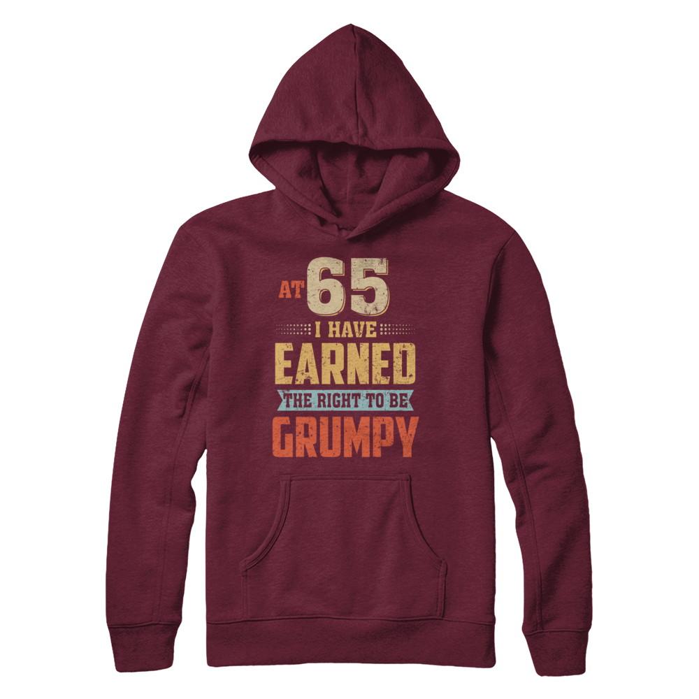 Vintage The Right To Be Grumpy 65th 1956 Birthday Gift-T-Shirt & Hoodie-Pullover Hoodie-Maroon