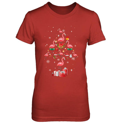 Santa Flamingo Christmas Tree Gift-T-Shirt & Sweatshirt-Women's T-Shirt-Red