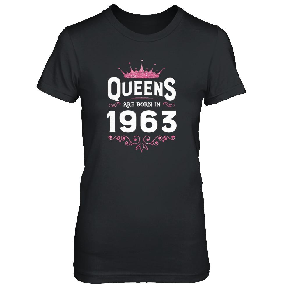 Queens Are Born In 1963 Birthday Gift-T-Shirt & Tank Top-Women's T-Shirt-Black