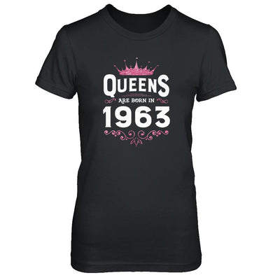 Queens Are Born In 1963 Birthday Gift-T-Shirt & Tank Top-Women's T-Shirt-Black