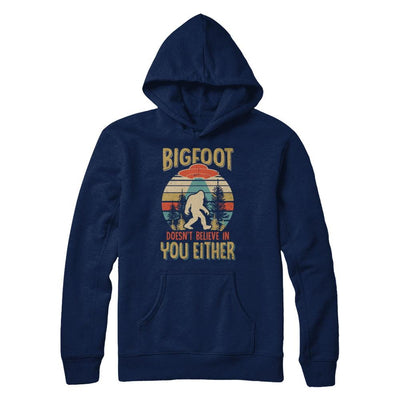 Retro Bigfoot Doesn't Believe In You Either UFO-T-Shirt & Hoodie-Pullover Hoodie-Navy