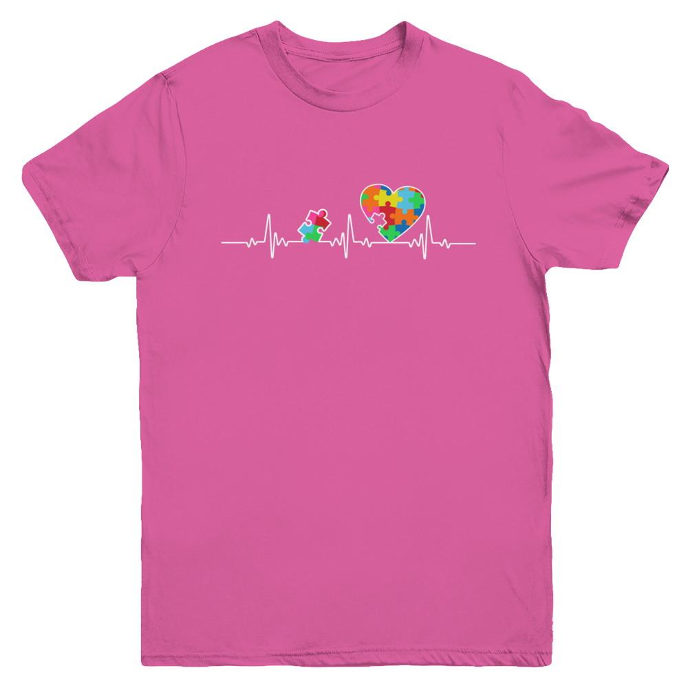 Autism Puzzle Heartbeat Autism Awareness Youth-Youth Shirt-