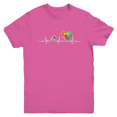 Autism Puzzle Heartbeat Autism Awareness Youth-Youth Shirt-