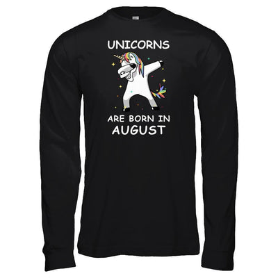 Unicorns Are Born In August Cute Dabbing-T-Shirt & Tank Top-Long Sleeve T-Shirt-Black