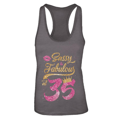 Sassy And Fabulous At 35th 1986 Birthday Gift-T-Shirt & Tank Top-Women's Ideal Racerback Tank-Dark Grey