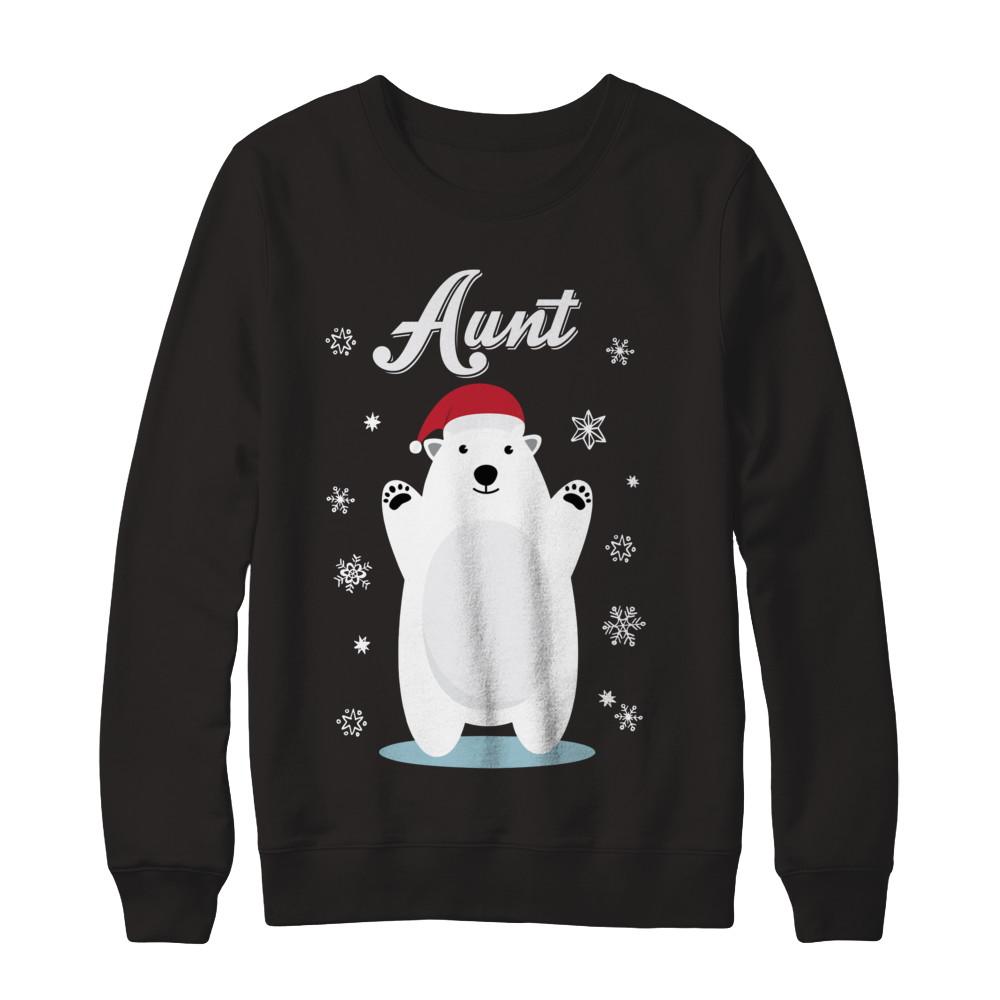 Aunt Bear Christmas Santa Pajamas-T-Shirt & Sweatshirt-Crewneck Sweatshirt-Black